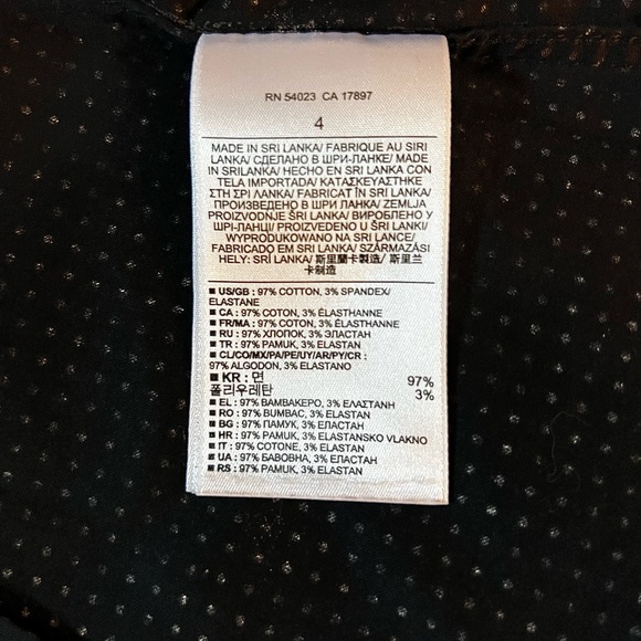 BANANA REPUBLIC Black White Polka Dot Dress Shirt Button Collar Long Sleeve SZ 4 - Picture 9 of 10